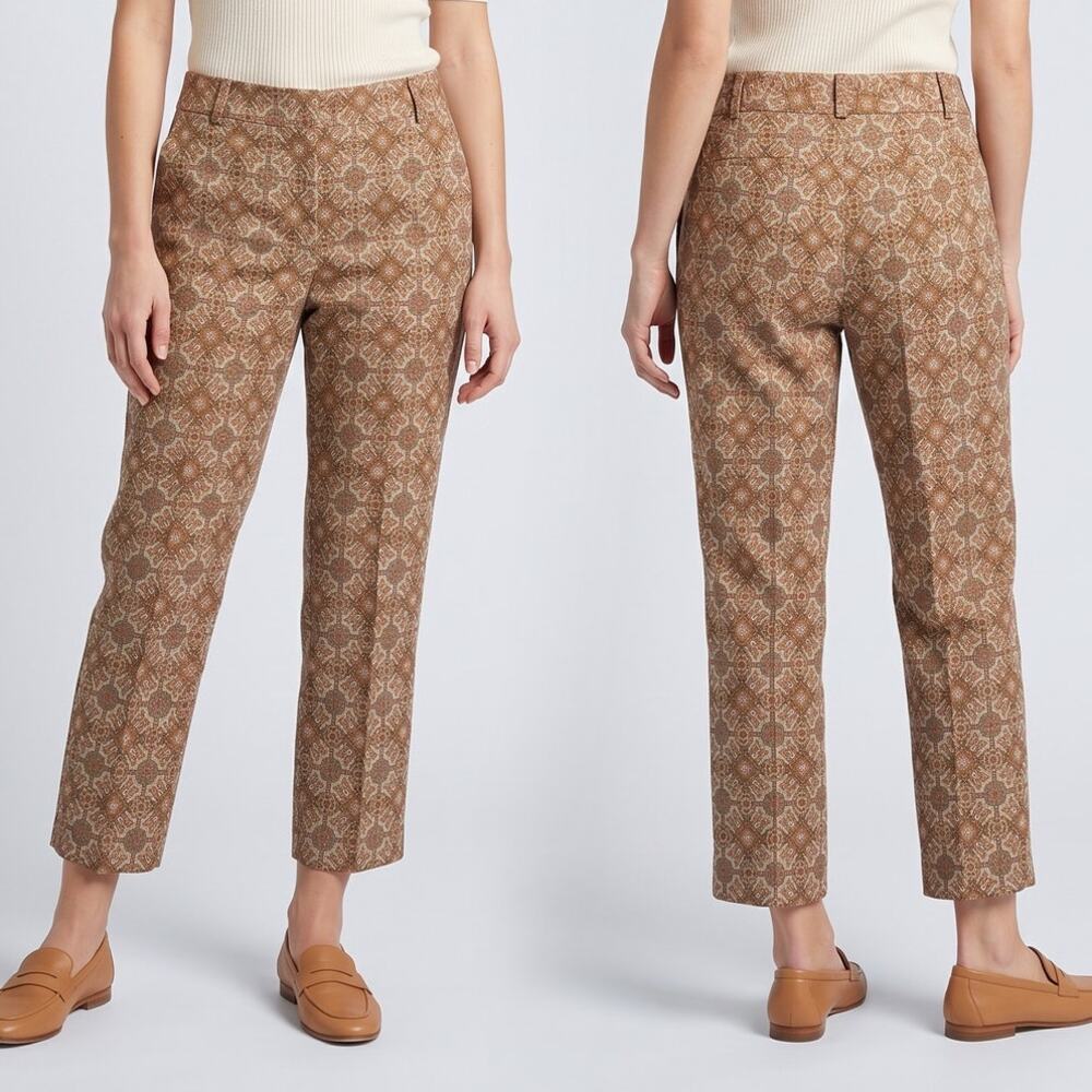 Talbots Signature Womens Size 14 Pants Brown Ankel Geometric Print Pattern